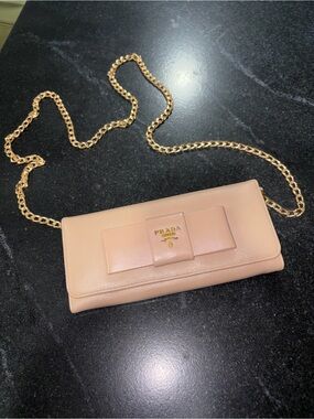 Prada Blush Saffiano Leather Bow wallet